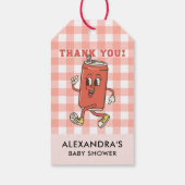Ze staat op springen Baby Shower Bedankt Gingham Cadeaulabel (Achterkant)