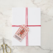 Ze staat op springen Baby Shower Bedankt Gingham Cadeaulabel (Met Touw)