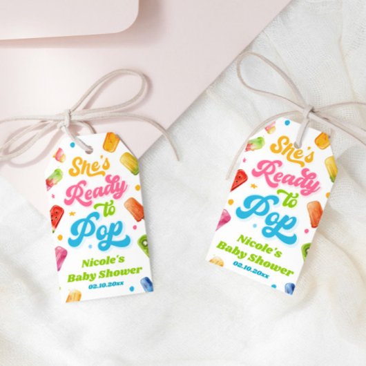 Ze staat op springen Baby Shower Cadeaulabel