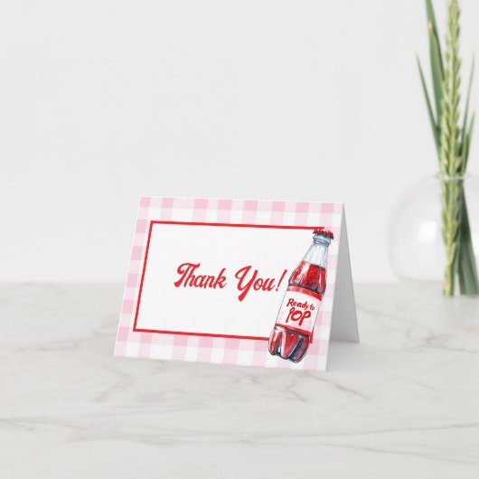 Ze staat op springen Baby Shower Frisdrank Bedankt (Voorkant)