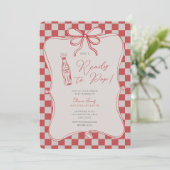 Ze staat op springen baby shower kaart (Staand voorkant)