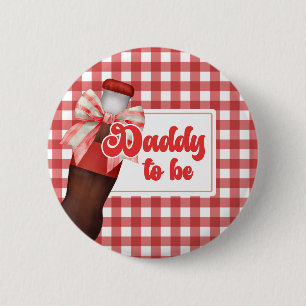 Ze staat op springen Baby Shower Papa Wordt Button