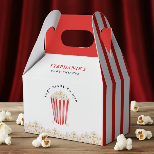 Ze staat op springen Baby Shower Popcorn Bedankdoosjes