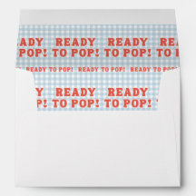 Ze staat op springen Baby Shower Retro Blauwe Ging