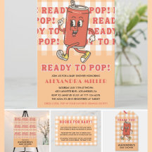 Ze staat op springen Baby Shower Retro Oranje Ging