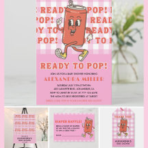 Ze staat op springen Baby Shower Retro Roze Gingha