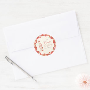 Ze staat op springen baby shower ronde sticker