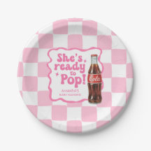 Ze staat op springen Baby Shower Roze Borden
