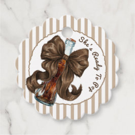 Ze staat op springen, babyfeestje met strik bedankjes labels
