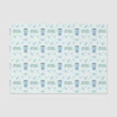 Ze staat op springen Blauw Boho Kawaii Frisdrank Tissuepapier (Voorkant)