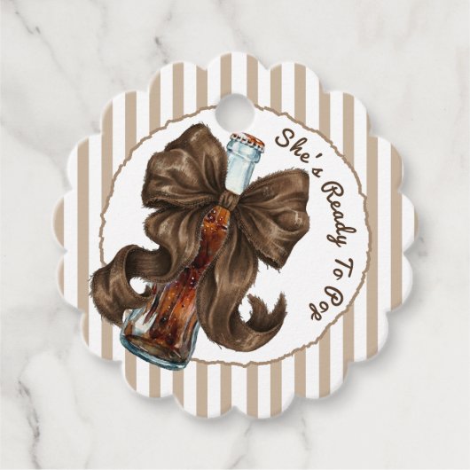 Ze staat op springen Coke Boog Babyshower Bedankjes Labels (Voorkant)