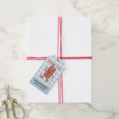 Ze staat op springen Dank je blauwe Gingham Cadeaulabel (Met Touw)