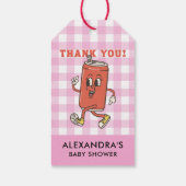 Ze staat op springen Dank je Roze Gingham Cadeaulabel (Achterkant)