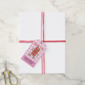 Ze staat op springen Dank je Roze Gingham Cadeaulabel (Met Touw)