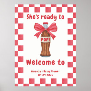 Ze staat op springen Fles Baby Shower Poster