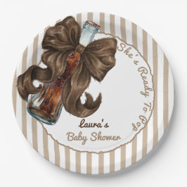 Ze staat op springen fles boog baby shower papieren bordje