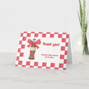 Ze staat op springen frisdrankfles Baby Shower Bedankkaart