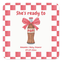 Ze staat op springen frisdrankfles Baby Shower