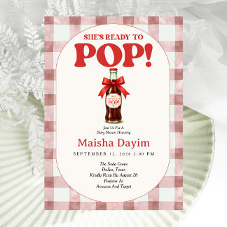 Ze staat op springen Gingham Baby Shower Kaart