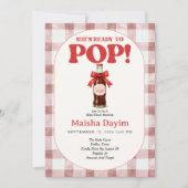 Ze staat op springen Gingham Baby Shower Kaart (Voorkant)