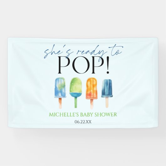 Ze staat op springen! Popsicle Baby Shower Spandoek (Horizontaal)