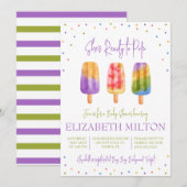 Ze staat op springen! Popsicle-thema baby shower Kaart (Voorkant / Achterkant)