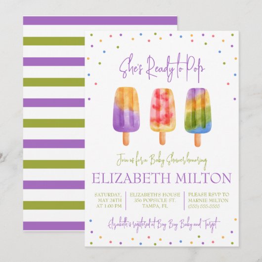 Ze staat op springen! Popsicle-thema baby shower Kaart (Voorkant / Achterkant)
