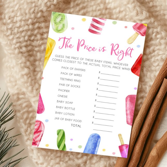 Ze staat op springen Raad de prijs is goed spel (Popsicle Baby Shower The Price Is Right Game)