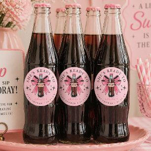 Ze staat op springen Retro Baby Shower Drank Ronde Sticker