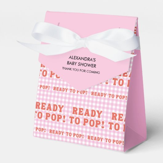 Ze staat op springen Retro Roze Gingham Dank je Bedankdoosjes (Voorkant Zijde)