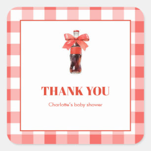 Ze staat op springen Rood frisdrank Baby Shower Vierkante Sticker