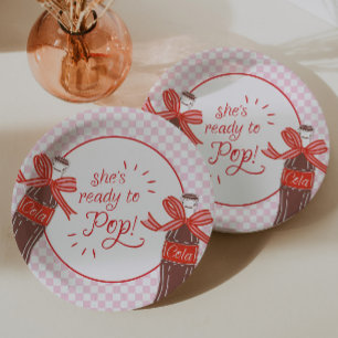 Ze staat op springen Roze & Rood Geruit Papieren Bordje