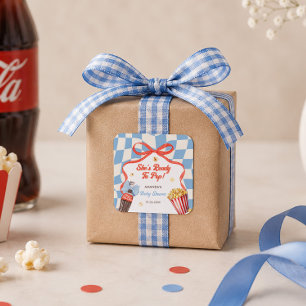 Ze staat op springen Soda Cola Retro Baby Shower Vierkante Sticker