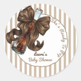 Ze staat op springen Sodawater Boog Baby Shower Ronde Sticker