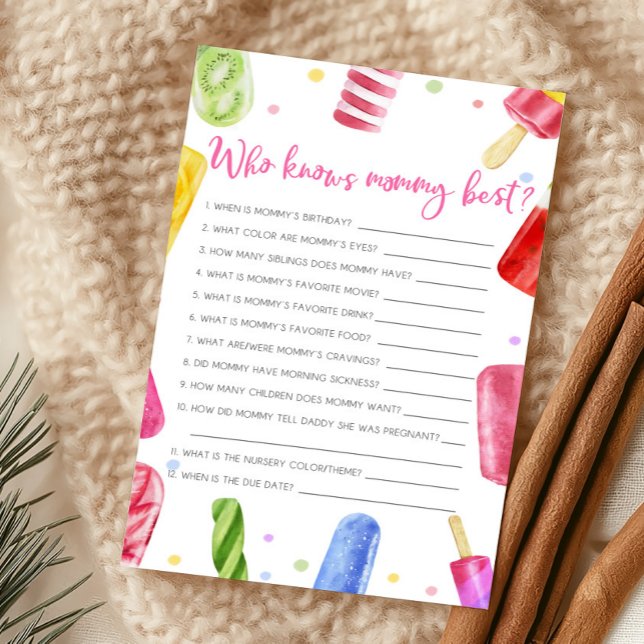 Ze staat op springen Wie kent mama het beste spel (Popsicle Baby Shower Who Knows Mommy Best Game)