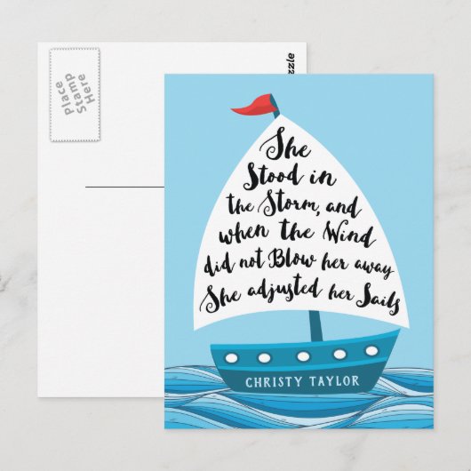 Ze stond in het storm, bevorderend Briefkaart (Voorkant / Achterkant)