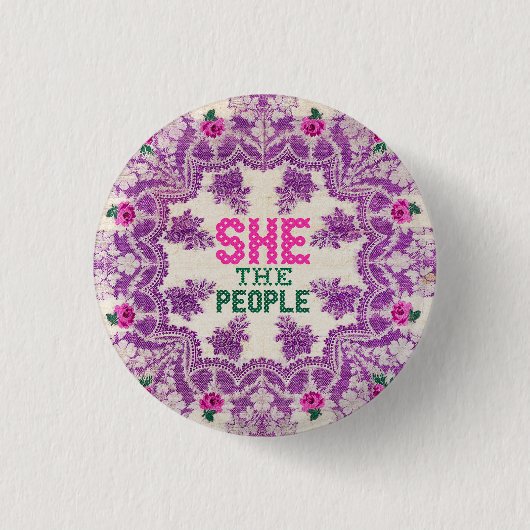 Ze The People Cross Stitch Ronde Button 3,2 Cm (Voorkant)