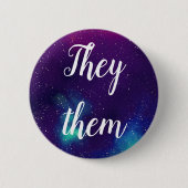 Ze/Them Galaxy Pronoun Ronde Button 5,7 Cm (Voorkant)