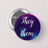 Ze/Them Galaxy Pronoun Ronde Button 5,7 Cm (Voorkant /achterkant)