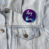 Ze/Them Galaxy Pronoun Ronde Button 5,7 Cm (In situ)