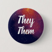 Ze/Them Galaxy Pronoun Ronde Button 5,7 Cm (Voorkant)