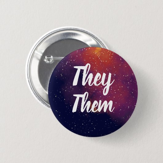 Ze/Them Galaxy Pronoun Ronde Button 5,7 Cm (Voorkant /achterkant)