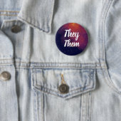 Ze/Them Galaxy Pronoun Ronde Button 5,7 Cm (In situ)