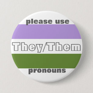 Ze/Them Pronoun Button Pin