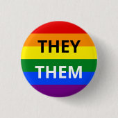 Ze/Them Pronoun Rainbow Badge Ronde Button 3,2 Cm (Voorkant)