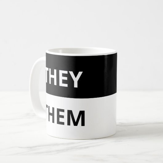 Ze/Them Pronouns Black & White Classic Mok (Voorkant links)