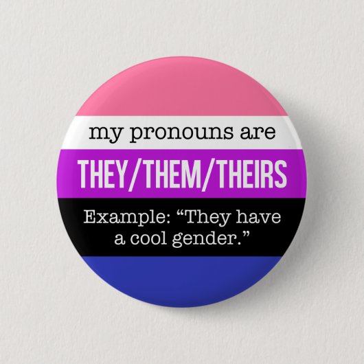 Ze/Them Pronouns - Genderfluidale vlag Ronde Button 5,7 Cm (Voorkant)