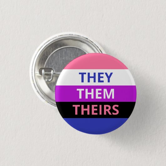 Ze/Them Pronouns Genderfluiddas Ronde Button 3,2 Cm (Voorkant /achterkant)