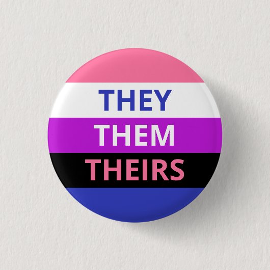 Ze/Them Pronouns Genderfluiddas Ronde Button 3,2 Cm (Voorkant)