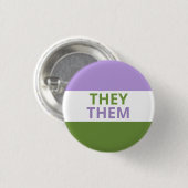 Ze/Them Pronouns Genderqueer Flag Badge Ronde Button 3,2 Cm (Voorkant /achterkant)